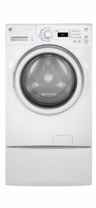 lot 3 image: GE 13 White Laundry Pedestal with Storage Drawer