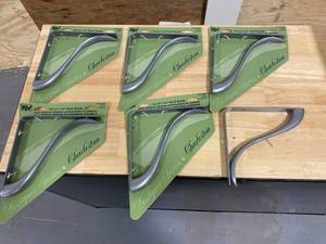 lot 54 image: Lot of 6 KNAPE & VOGT Charleston 7.75 L x .75 W Satin Nickel 200 Lb. Decorative Shelf Brackets