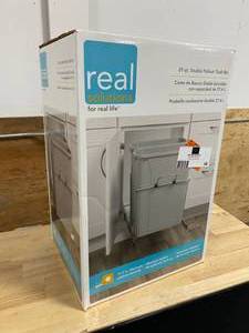 lot 58 image: REAL SOLUTIONS FOR REAL LIFE 18.75 H x 14.38 W 22 D Steel In - Cabinet 35 Qt. Double Pull-Out Trash Can in Platinum