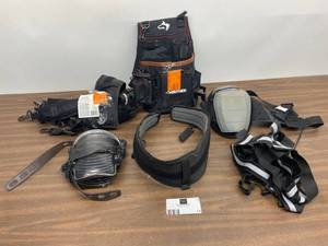 Mixed Lot Of Husky Tool Pouch, Knee Pads, Suspenders, Belt
