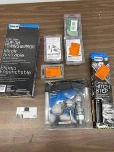 Mixed Lot Of Trailer Accessories Hitch Step, Balls, 4-Way Flats, Tow Mirror