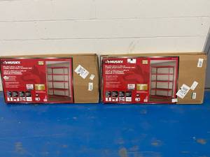 HUSKY Lot of 2 48-inch W x 78-inch H x 24-inch D 5-Shelf Steel Garage Shelving Unit in RedBlack