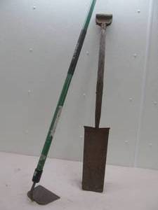 lot 127 image: garden hoe, shovel