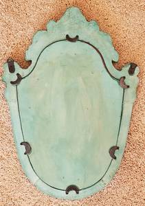 lot 20 image: Ornate Mint Green Shield Wall Mirror