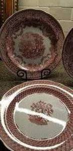 lot 57 image: Red Transferware Spode and Johnson Brothers Plate Collection