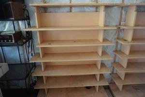 lot 117 image: 2 Piece Wood Shelving Unit