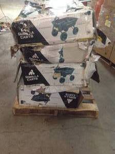 PALLET WITH 4 GORILLA CARTS 7 cu. ft. Poly Yard Dump Cart