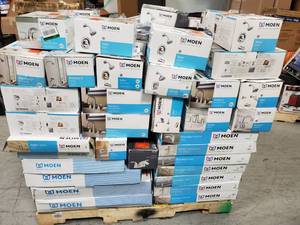 PALLET OF ASSORTED MOEN FAUCETSSHOWERHEADS AND MORE FOR PARTS