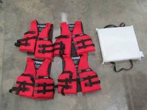 lot 5 image: airhead  youth life jackets, seat cushion