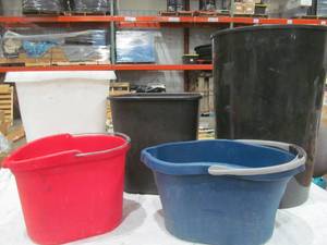 lot 380 image: wash buckets, trash cans