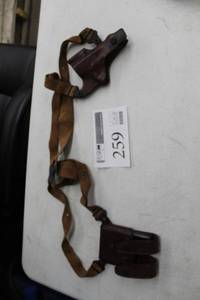 lot 259 image: Galco Over-Shoulder Leather Gun and Clip Holster