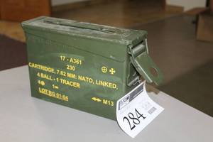 lot 284 image: U.S. Army 7.62mm M13 Nato Linked Ammo Case