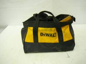 lot 48 image: Work Bag & Hand Tools Hammers, Plyers, Saw, Scraper, Wirer Tool, Crescent Wrench, Vice Grips and more