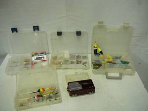 lot 84 image: Fishing Tackle and Plastic Storage Boxes 5 count