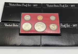 lot 93 image: (4) 1977 United States Coin Proof Sets