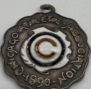 lot 110 image: Antique Sterling and Enamel 1890 Chicago Athletic Association Medal