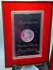 lot 129 image: (2) 1972 Eisenhower Proof Dollar Coins