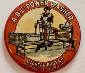 lot 41 image: Early 1900s Celluloid Pocket Mirror ABC Power Washer