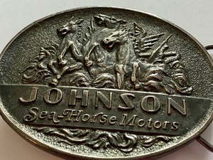 lot 43 image: Johnson Sea Horse Motors Vintage Logo Advertising Promotional Belt Buckle