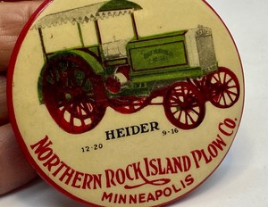 lot 172 image: Vintage Heidler Northern Rock Island Plow Co Pin Back