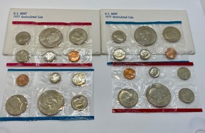 lot 213 image: (2) United States 1977 Uncirculated Coin Sets