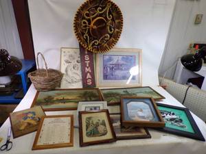 lot 25 image: Sombrero Hat with Dcor Artwork, Framed