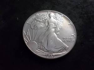 1987 US Silver Eagle One Dollar .999 Fine MS
