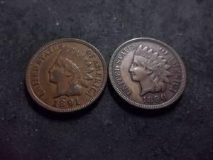 1890, 1891 Indian Head Cents