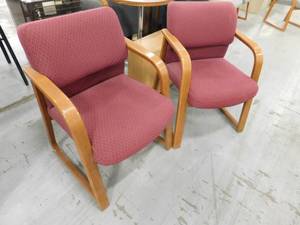 lot 43 image: Two Maroon Reception Area Chairs