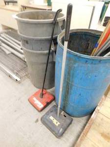 lot 57 image: Misc. Lot of Cleaning Supplies, Garbage Bins