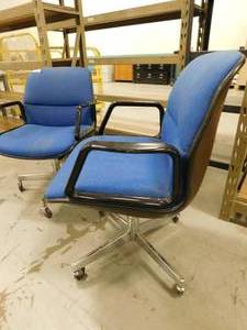 lot 88 image: Two Blue Rolling Chairs