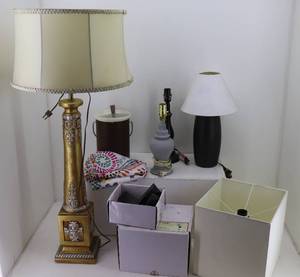lot 49 image: Misc Household. Table Lamps, Bath Faucets