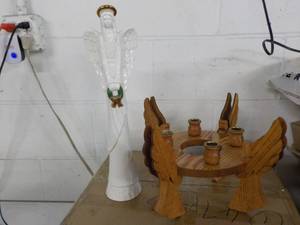 17 tall Angel and a Wood Candle Di...