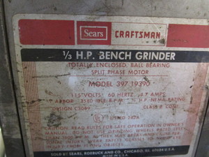 lot 3 image: Craftsman Bench Grinder