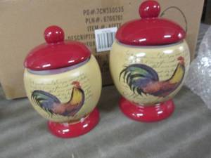 lot 6 image: 2 Rooster Camisters open box...