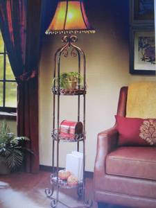 lot 9 image: Floor Lamp with 3 Shelves open box ...