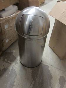 lot 11 image: Push Bin Trash Can with Metal Liner...