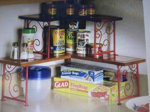 lot 14 image: Colorblock 2-Tier Corner Shelf open...