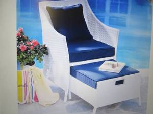 lot 153 image: Forever Wicker Chair and Ottoman op...