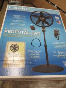 lot 161 image: Lasko Pedestal Fan with Remote open...