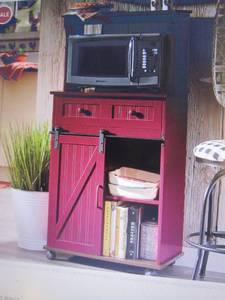 lot 115 image: Barn Door Microwave Cart open box R...