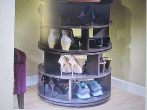lot 130 image: Round Swivel Shoe Rack open box Ret...