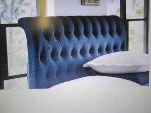 lot 143 image: Tufted Linen Headboard Queen open b...