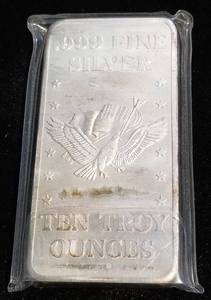 1981 US ASSAY OFFICE SAN FRANCISCO 10 TROY OZ. .999 FINE SILVER BAR