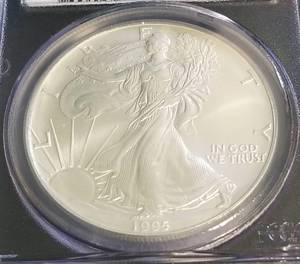1995 AMERICAN SILVER EAGLE 1 TROY OZ. .999 FINE SILVER BU PCGS