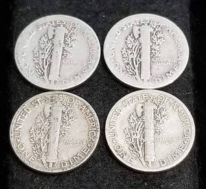 4 MERCURY DIMES 1935 1936 1937 1939