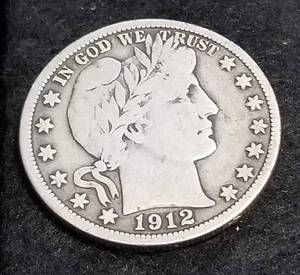 1912-S BARBER SILVER HALF DOLLAR