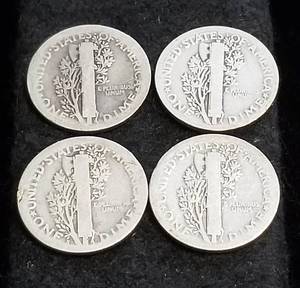 4 EARLY DATE MERCURY DIMES 1916 1918 1918-S 1919