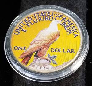 1922 PEACE SILVER DOLLAR COLORIZED IN AIRTITE
