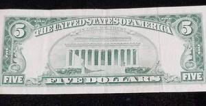 1963 US $5 RED SEAL FEDERAL RESERVE NOTE